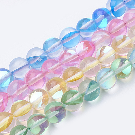 Synthetic Moonstone Beads Strands G-S283-6mm-M1-1