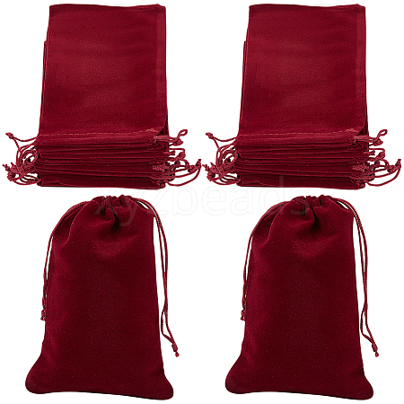 Beebeecraft 20Pcs Rectangle Velvet Drawstring Pouches TP-BBC0001-03A-01-1