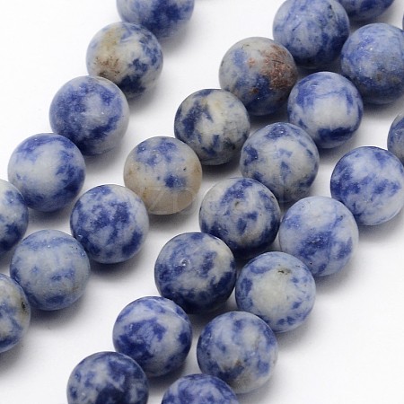 Natural Blue Spot Jasper Round Bead Strands X-G-D679-8mm-1