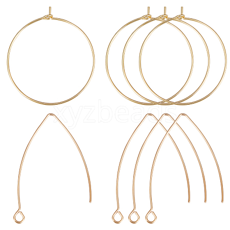 Beebeecraft 20Pcs Brass Earring Hooks & 20Pcs Hoop Earring Findings KK-BBC0005-42-1