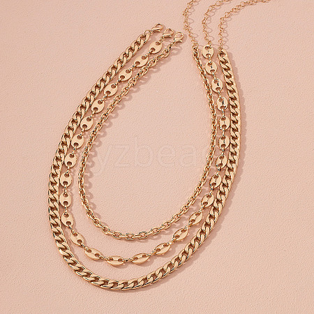 Alloy Chain 3 Layered Necklaces FS-WG7F0DA-06-1