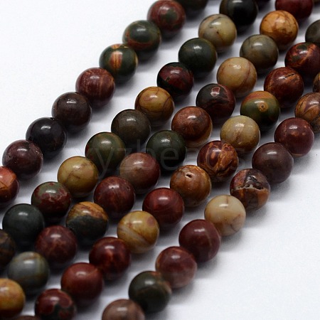 Natural Polychrome Jasper/Picasso Stone/Picasso Jasper Beads Strands G-I199-09-12mm-1