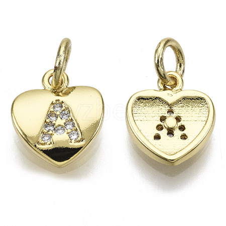 Brass Micro Pave Clear Cubic Zirconia Charms KK-N227-34A-NF-1
