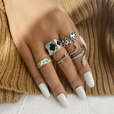 Mixed Style Retro Alloy Rings Set FS-WGC6EFE-09-1