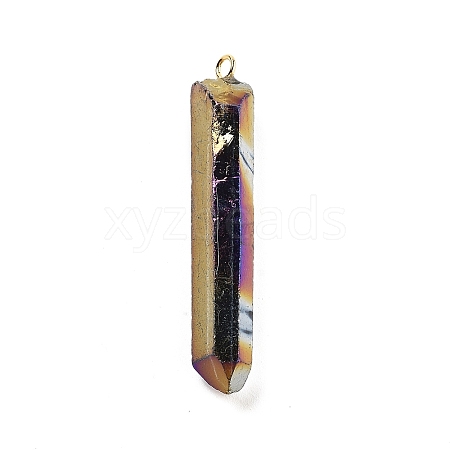 Electroplated Natural Quartz Pendants G-P315-B01-06G-1