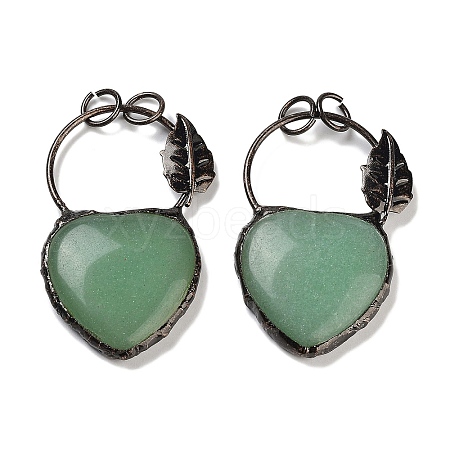 Natural Green Aventurine Heart Big Pendants G-A221-05D-1