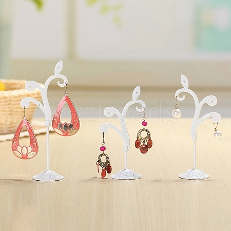 3Pcs 3 Sizes Flower Alloy with Iron Dangle Earrings Display Stands PW-WG94325-04-1
