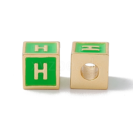 Rack Plating Brass Enamel Beads KK-B060-04G-02H-1