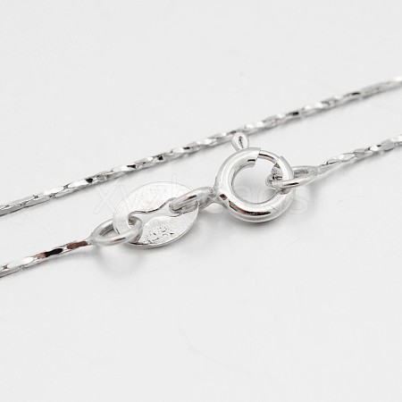 Anti-Tarnish Rhodium Plated 925 Sterling Silver Boston Link Chain Necklaces STER-M086-17A-1