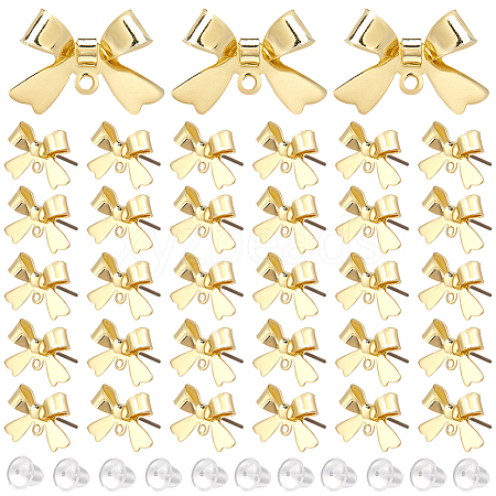 40Pcs Bowknot Alloy Stud Earring Findings FIND-SP0001-16G-1