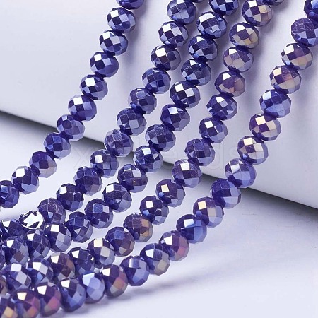 Electroplate Glass Beads Strands EGLA-A034-P6mm-B07-1