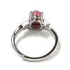 Oval Natural Rhodonite Adjustable Rings RJEW-Q818-01P-04A-4