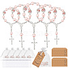50Pcs Plastic Imitation Pearl and Porcelain Round Link Metal Virgin Cross Charm Rosary Bracelets BJEW-WA0001-07B-8
