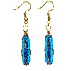 Turquoise Hexagon Handmade Copper Wire Wrapped Earrings Natural Stone Column Earrings ND6138-10-1