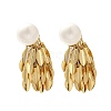 Brass Leaf Stud Earrings EJEW-A121-11G-3