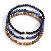 Natural Sodalite & Pictue Jasper & Black Stone Round Beaded Stretch Bracelets for Men MK6140-1