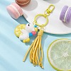 Cartoon PVC Plastic Big Pendants Keychains with Faux Suede Tassel KEYC-JKC00569-01-3