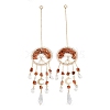 Wire Wrapped Natural Red Agate Chip Tree of Life Window Hanging Prism Ornaments HJEW-TA00283-02-1