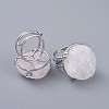 Adjustable Natural Rough Raw Rose Quartz Finger Rings RJEW-F100-02P-2