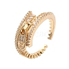 Brass Micro Pave Cubic Zirconia Open Cuff Rings RJEW-K263-24KCG-02-1