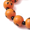 3Pcs 3 Styles Halloween Wood & Acrylic Round Beaded Stretch Bracelet Sets BJEW-JB10834-5