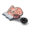 Bookish Cat Shape Alloy Enamel Pin Brooches JEWB-C029-04B-EB-3