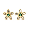 Flower Brass Micro Pave Cubic Zirconia Stud Earrings EJEW-Z087-01G-4