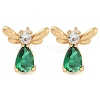 Rack Plating Brass Cubic Zirconia Stud Earrings EJEW-M090-07G-2