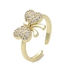 Brass Micro Pave Cubic Zirconia Open Cuff Ring RJEW-K256-58H-G-1