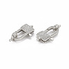 Brass Micro Pave Clear Cubic Zirconia Lobster Claw Clasps ZIRC-S067-069P-NR-2