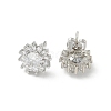 Brass Micro Pave Clear Cubic Zirconia Stud Earrings EJEW-R009-02P-4