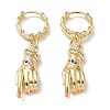 Real 18K Gold Plated Brass Dangle Hoop Earrings EJEW-L269-015G-1