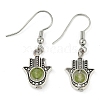 Natural Crystal Stone Hamsa Hand & Round Dangle Earrings UB8598-9-2