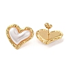 Texture Heart 304 Stainless Steel Stud Earrings EJEW-U003-28G-2