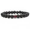 Natural Lava Rock Round Beaded Stretch Bracelets ZO4749-1-1