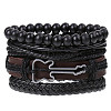 4Pcs Weave Imitation Leather Multi-strand Bracelets for Men WGB022D-28-1