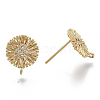 Brass Micro Pave Cubic Zirconia Stud Earring Findings KK-T056-05G-NF-2