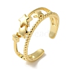 Star Rack Plating Brass Open Cuff Rings for Women RJEW-L123-106G-1