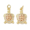 Brass Micro Pave Orange Red Cubic Zirconia Pendants KK-T085-21F-G-1