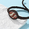 Adjustable Oval Natural Red Jasper Braided Bead Bracelets BJEW-H626-02-13-3