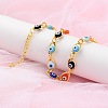 Evil Eye Brass Link Bracelets for Woamn BJEW-S157-05G-3