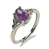 Oval Natural AmethystAdjustable Rings RJEW-Q818-01P-03A-2