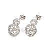 Brass Micro Pave Cubic Zirconia Stud Earring Findings CU-CBAA5EE-02P-1