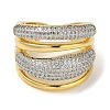 Rack Plating Brass Micro Pave Cubic Zirconia Cuff Finger Rings for Women RJEW-C114-16L-G-2