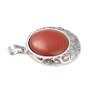 Natural Red Jasper Pendants with Hollow Platinum Brass Findings G-P448-A17-P-4