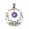 Natural Amethyst Faceted Hexagon Pendants PW-WGD21FA-04-1