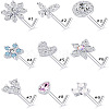 316L Surgical Stainless Steel Clear Cubic Zirconia L-Shaped Nose Rings WG135CD-12-2