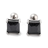 Square 316 Surgical Stainless Steel Pave Cubic Zirconia Cartilage Earrings for Women Men EJEW-Z050-34B-02P-1