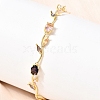 Leaf Brass Micro Pave Cubic Zirconia Link Chain Bracelets for Women BJEW-D455-01G-05-1