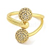 Round Rack Plating Brass Micro Pave Cubic Zirconia Cuff Rings for Women RJEW-G330-68G-2